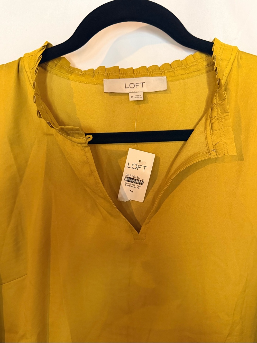 LOFT Mustard Yellow V-Neck Long-Sleeve Blouse - Picture 5 of 6